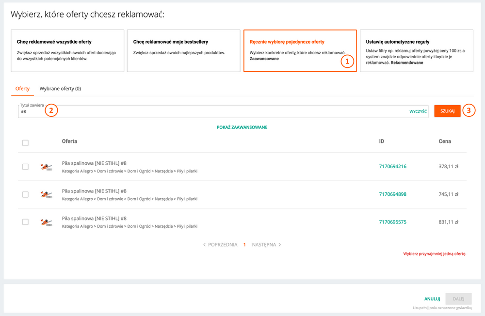 Jak Wybrac Oferty Do Reklamowania W Allegro Ads Pomoc Allegro