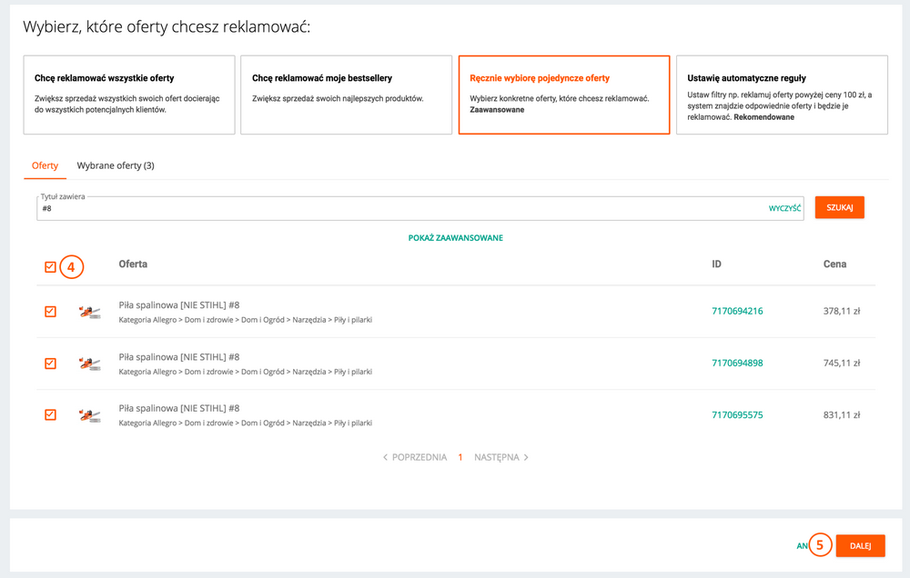 Jak Wybrac Oferty Do Reklamowania W Allegro Ads Pomoc Allegro